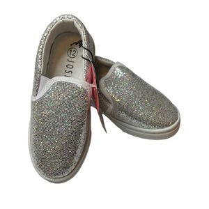 Josiny Kids Silver Glitter Sneaker Size 2‎ New